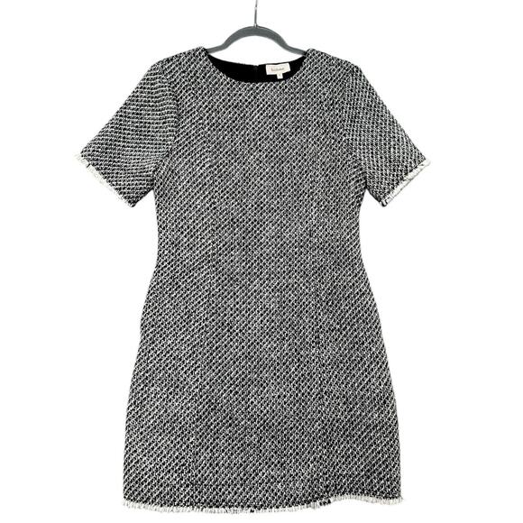 Bohme Black And White Tweed Short Sleeve Sheath Pockets Dress Womens Size Medium - Picture 1 of 8